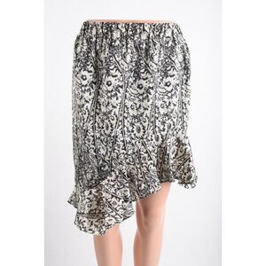 Elliatt Womens Skirt S Black White Floral Asymmetric Ruffle Hem NWT